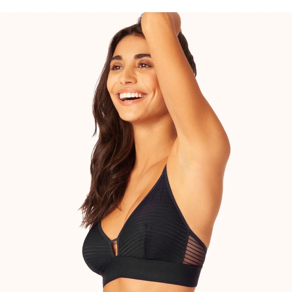 Lively Long Lined Stripe Mesh Bralette Large